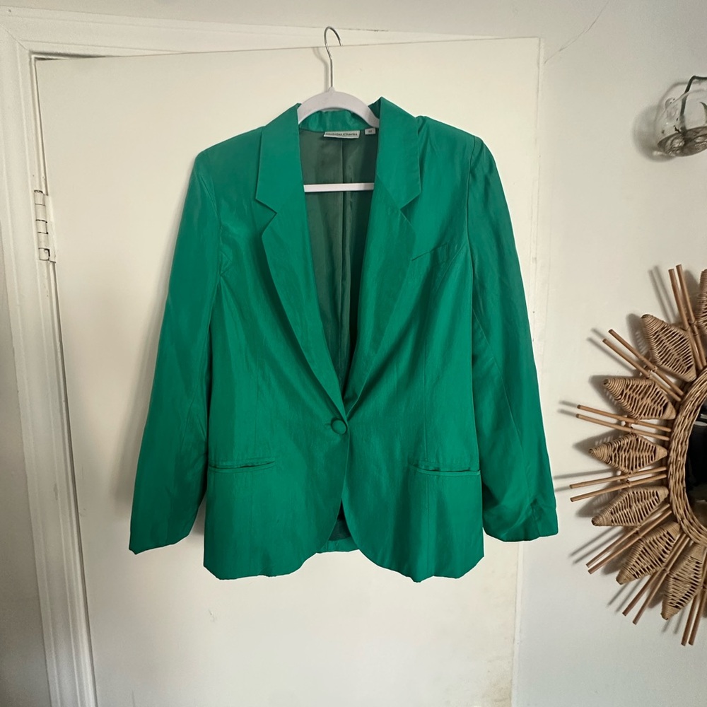 Nicholas Charles London vintage 100% silk Green Blazer